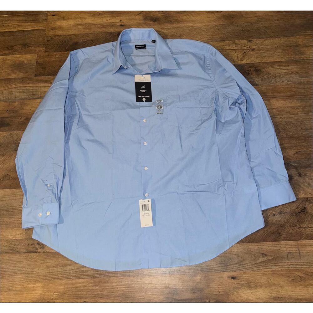 Van Heusen men’s New regular fit  light blue long sleeve dress shirt